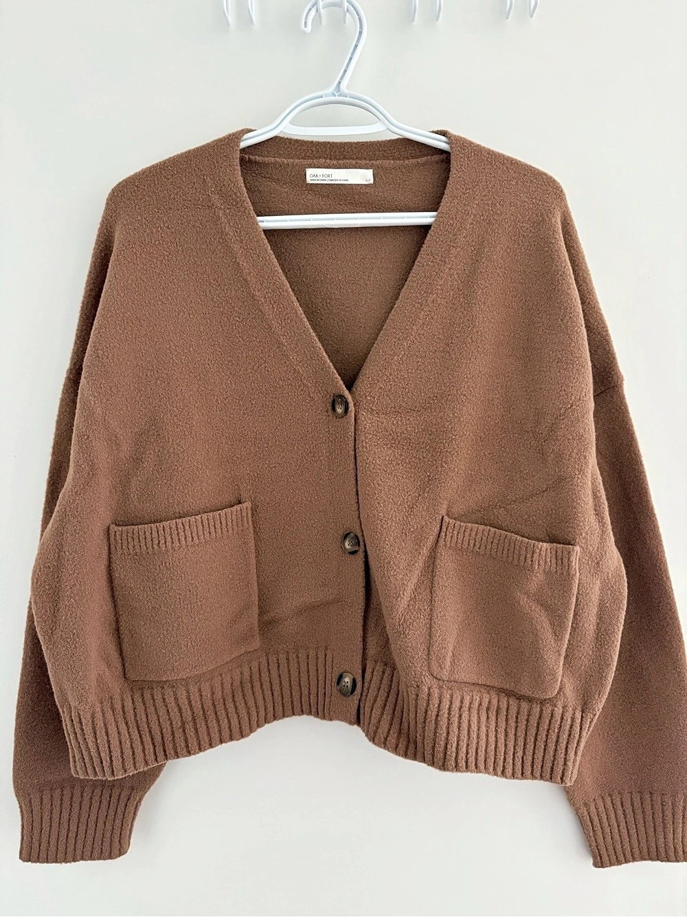 Oak + Fort Brown Knit Cardigan